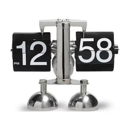 Chic Stainless Steel Double Foot Desk Clock, Vintage Flip Clock for Home Decoration