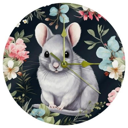 Chinchilla Modern Silver Acrylic Wall Clock - Stylish Circular Design for Home or Office Décor - Silent Sweep Movement - 10 Inch Diameter