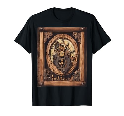 Classic Wooden Cuckoo Clock Vintage Timekeeping Graphic T-Shirt