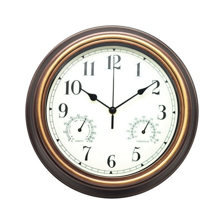 clock hands retro home decor extra large digital wall clock 12 Inch Outdoor Wall Clock With Temperature And Humidity Large Silent In Courtyard Garden Bathroom