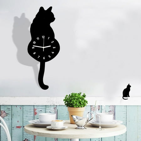 Clock Hands Vintage Wall Decor Extra Large Digital Wall Clock Creative Cartoon Cute Cat Wall Clock Home Decor Watch Way Tail Move