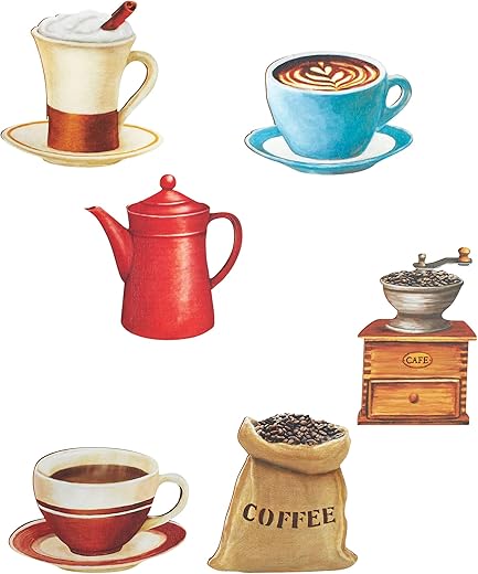 Collections Etc Unique Wooden Coffee Magnets - Set of 6