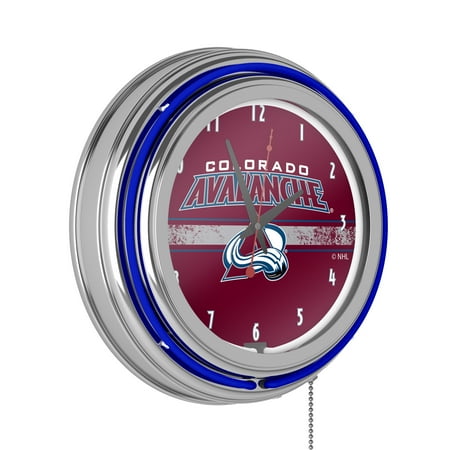 Colorado Avalanche Logo Retro Neon Analog Wall Clock with Pull Chain