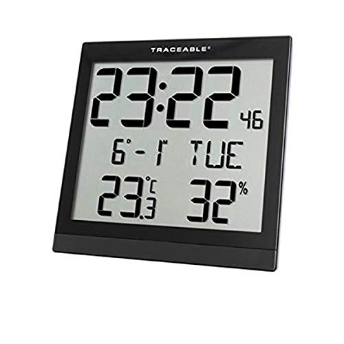 CONTROL Traceable 1076 Digital Radio Atomic Wall Clock, Black