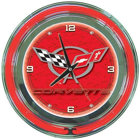 Corvette C6 Neon Clock - 14 Inch Diameter - Black