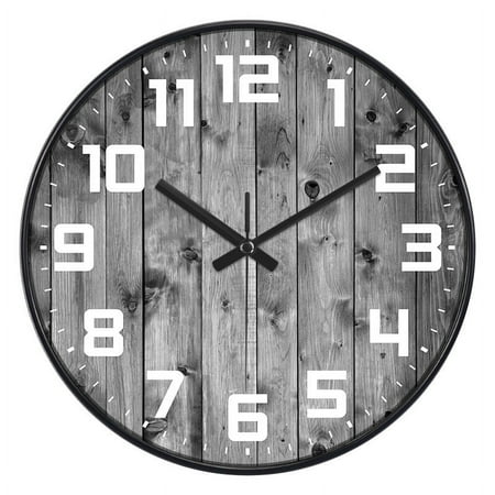 Country wooden farmhouse wall clock 12 inch silent battery power supply