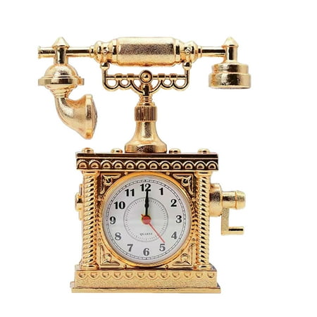 CQININI Clock Alarm Clock Telephone Desk Clock Abs Phone Decor Desk Top Decor Vintage Table Clock Wall Clock Decor Telephone Toy Telephone Plaything Phone Number Ornaments Office Gold One Size