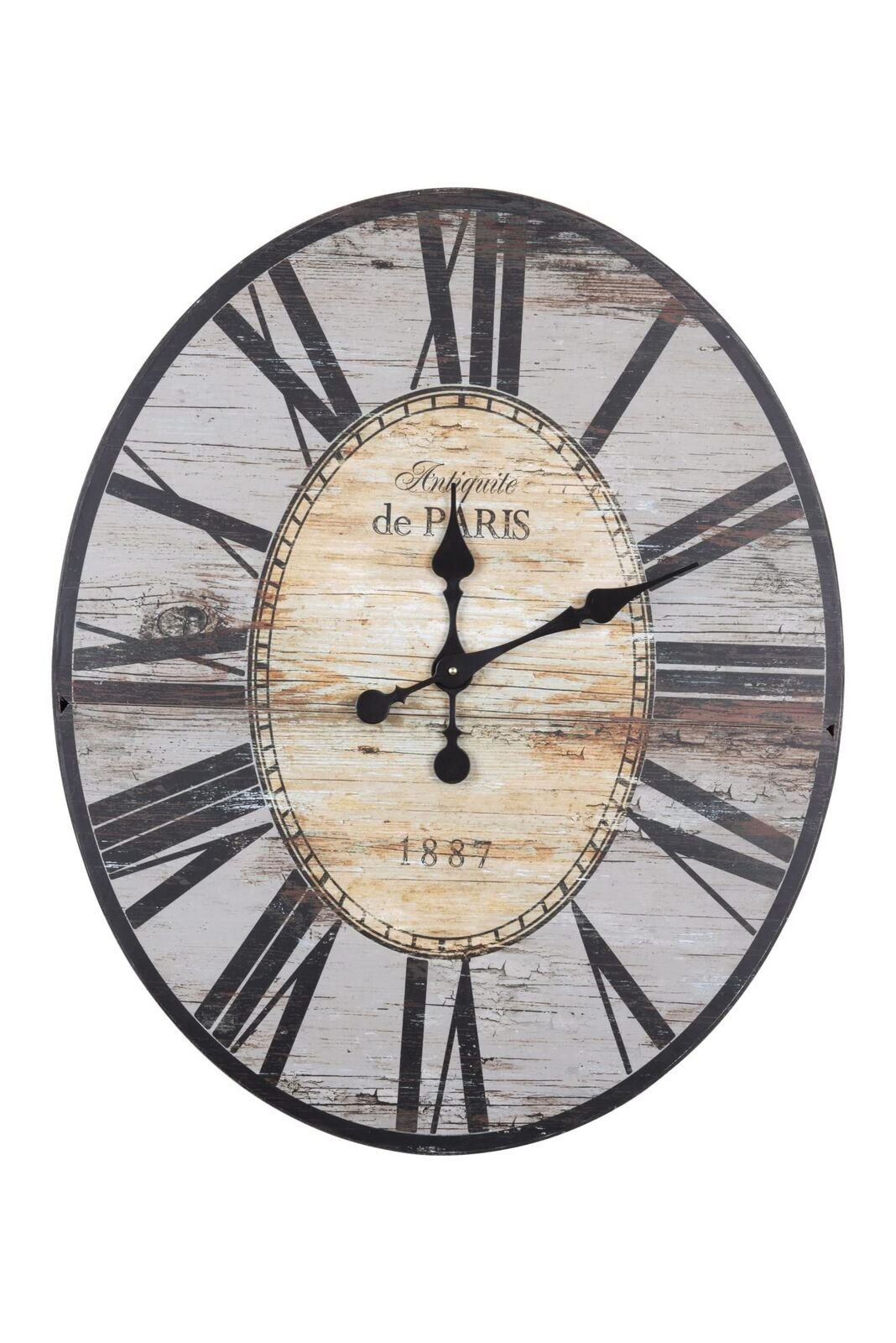 Creative Co-Op Large Oval Grey Wood Wall Clock 29" Oval, Gray