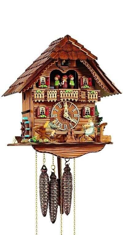Cuckoo Clock Chalet with moving children on a see-saw SC MT 6426/9 NEW
