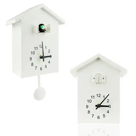 Cuckoo Clock Cuckoo Wall Clock, Natural Bird Voices Or Cuckoo Call, Design Clock Pendulum, Bird House, Wall Art Home Living Room Kitchen Office Decoration (White)