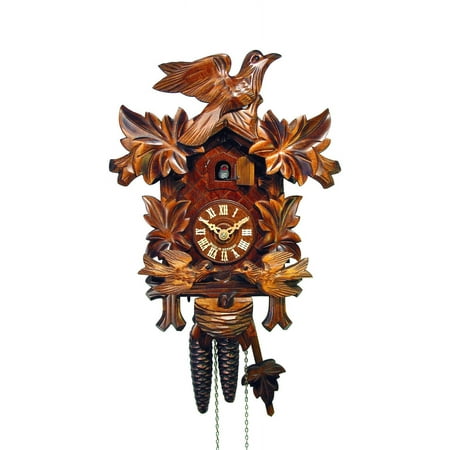 Cuckoo Clock Four Leaves, feeding Birds, Nest 1.0074.01.C