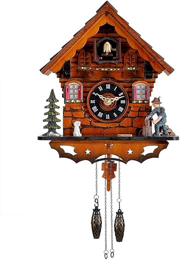 Cuckoo Clock Traditional Black Forest Clock Antique Wooden Pendulum Quartz Wall Clock