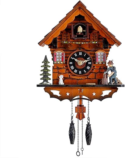 Cuckoo Clock Traditional Black Forest Clock Antique Wooden Pendulum Quartz Wall Clock