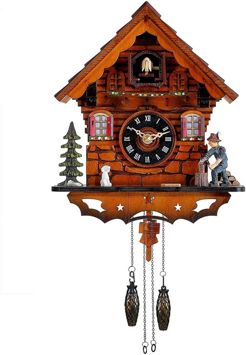 Cuckoo Clock Traditional Black Forest Clock Antique Wooden Pendulum Quartz Wall