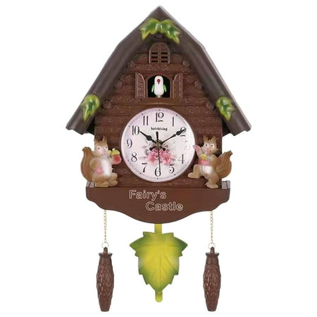 Cuckoo Wall Clock Forest Furniture Ornaments Hanging Resin Bird Clock children room Gifts School , D D