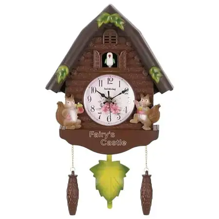 Cuckoo Wall Clock Forest Furniture Ornaments Hanging Resin Bird Clock children room Gifts School , D D