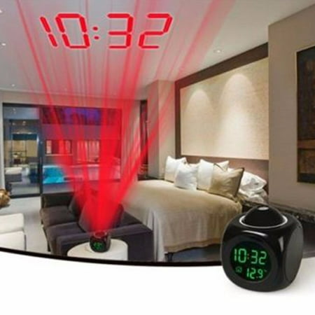 Cyrdddb Clearance！ with LED Display Multi-Function LED Clock Multifunction Voice Clock LCD Digital Temperature Alarm LED Projection Talking Clock