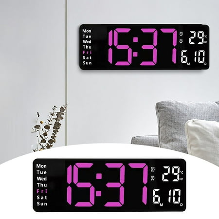 CYXLFZH Large LED Digital Wall Clock Temperature Date Day Display USB Remote Control