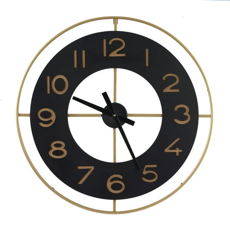 DecMode 28 Gold Metal Wall Clock with Gold accents