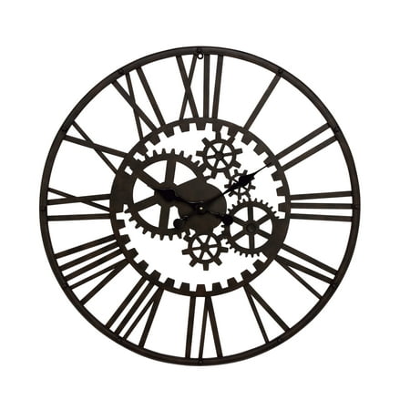 DecMode 32 Black Metal Gear Wall Clock