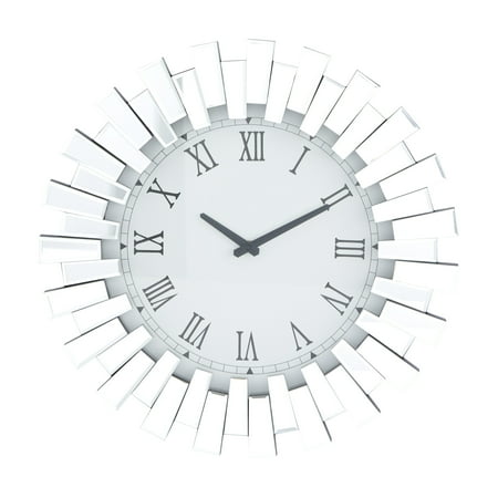 DecMode 3 Silver Glass Starburst Mirrored Wall Clock