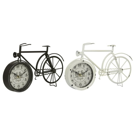 DecMode 9 Black Metal Bike Clock, Set of 2