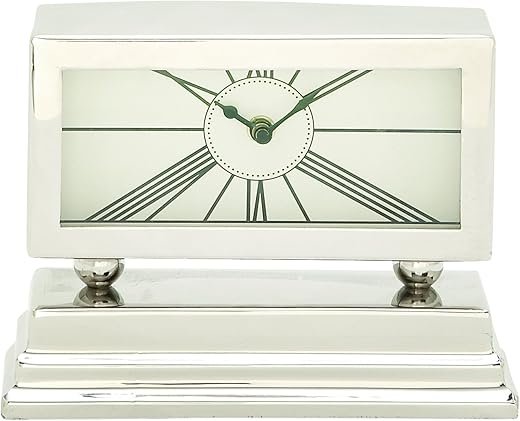 Deco 79 42455 Aluminum Stainless Steel Table Clock, 8