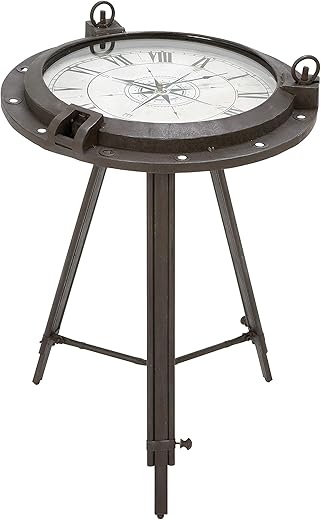 Deco 79 55959 Vintage Porthole Clock Themed End, Side Table 19