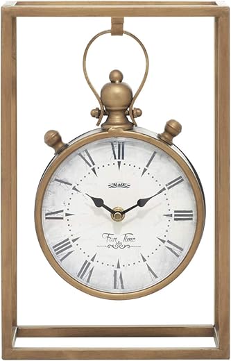 Deco 79 Metal Standing Stopwatch Clock, 9 x 4 x 13, Bronze