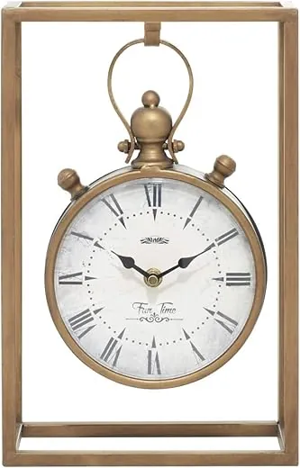 Deco 79 Metal Standing Stopwatch Clock, 9" x 4" x 13", Bronze