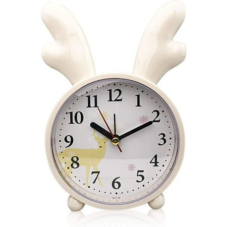 Deer Alarm Clock for Kids - Cute Animal Design, Easy-to-Read Numbers, Gentle Wake-Up Sound, Battery Operated