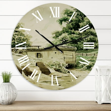 DESIGN ART Designart 'Cabin In The Mountains' Cabin & Lodge wall clock 23 In. Wide x 23 In. High