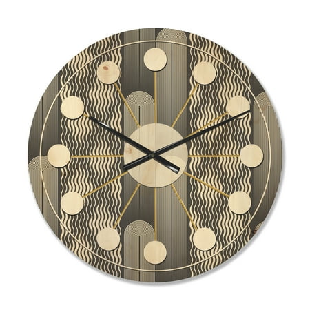 Designart 'Mimimal Monochrome Design II' Mid-Century Modern Wood Wall Clock