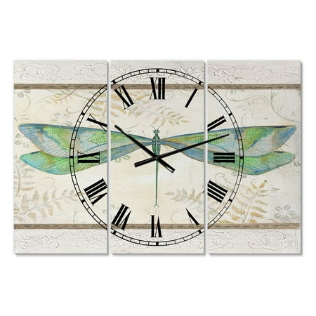 Designart 'Summer Dragonfly 3' Oversized Cottage Wall Clock