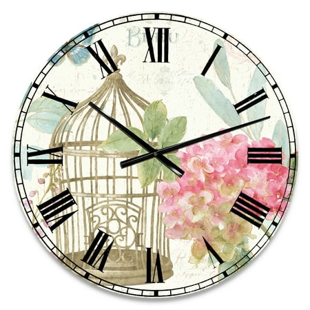 Designart 'Vintage Floral Birdcage I' Traditional Wall Clock