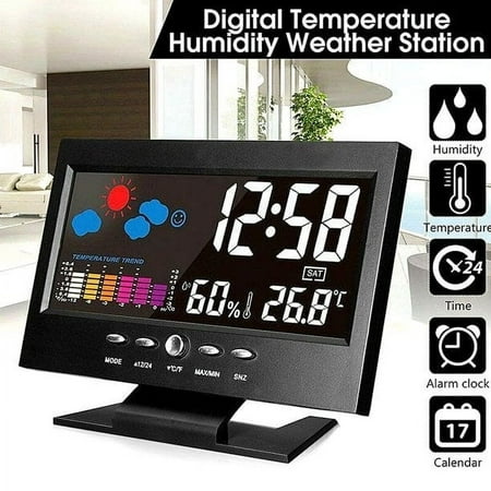 Digital Alarm Clock,Digital LED Temperature Humidity Monitor Weather LED Table Alarm Clock Adjustable Alarm Volume,Alarm Settings, USB Charger, Temperature Detect, Clocks For Bedroom, Bedside, Desk