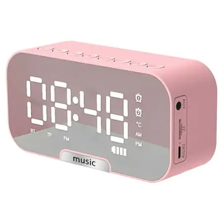 Digital Alarm Clock, Large Mirror Surface LED Clocks with Auto/Custom Brightness,Home Room Decor Gifts for Teen Girls Aesthetic, Alarm Clocks for Bedrooms,pink