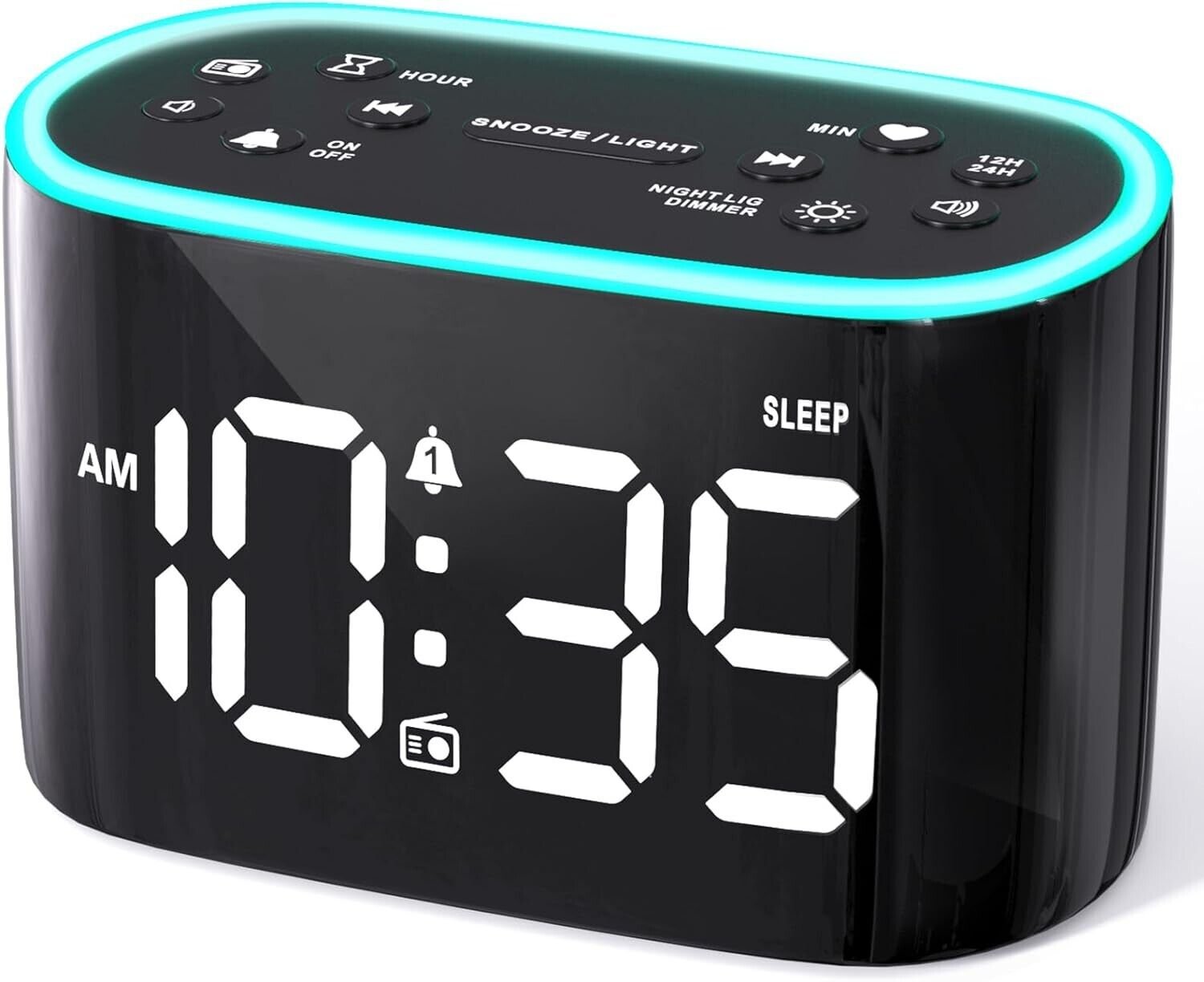 Digital Dual Alarm Clock for Bedroom Dimmer Adjustable USB Charger Easy to Set