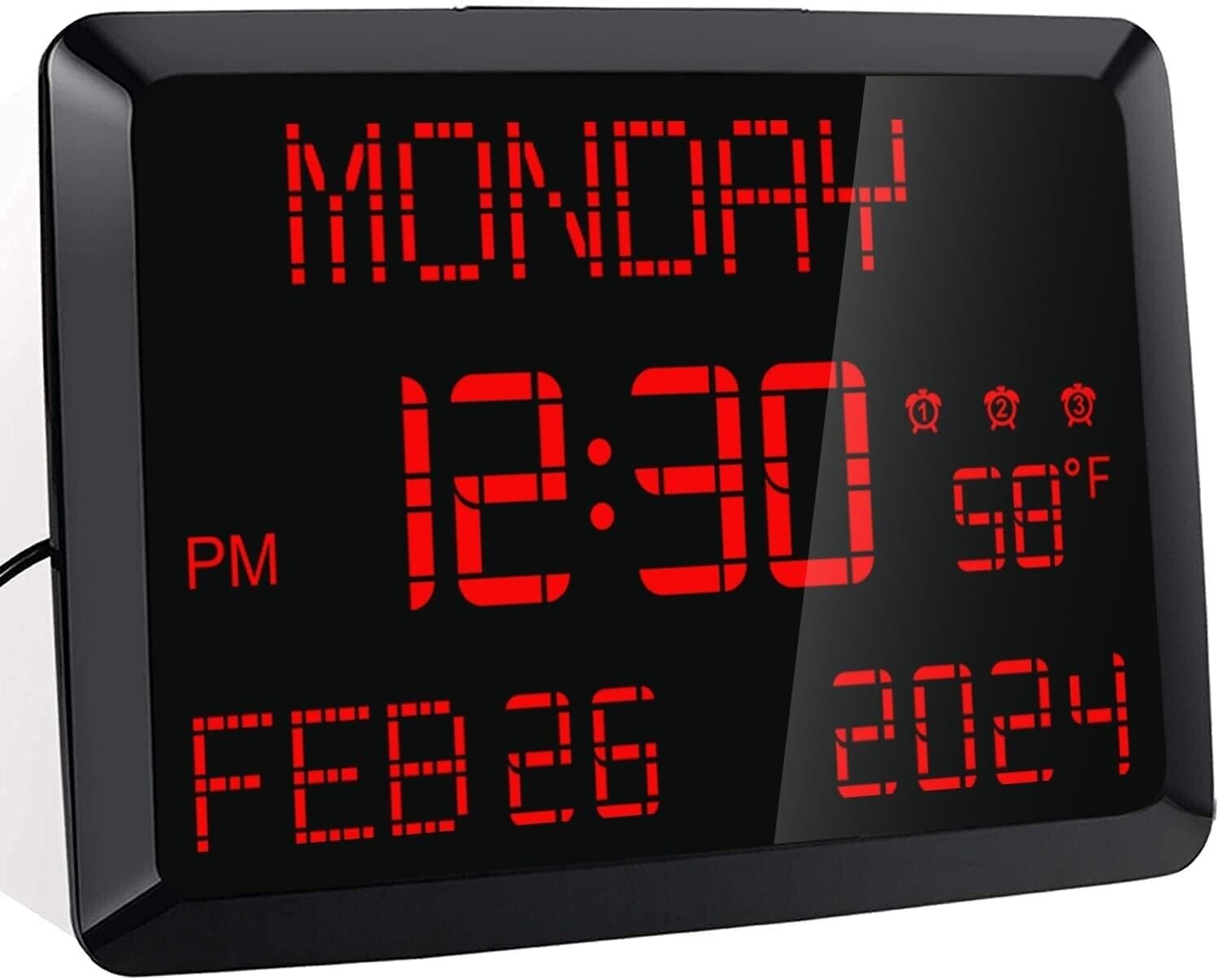 Digital Wall Clock, 11.5" Extra Large Display Calendar Alarm Day Clock