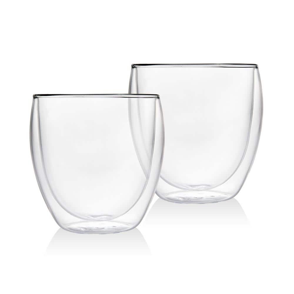 Double Wall 8.5 oz. Crystal Coffee Mugs Pair