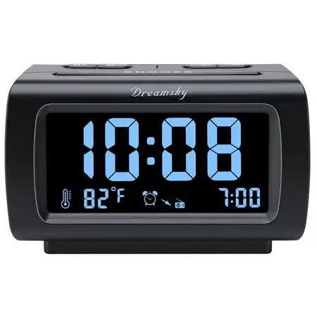 DreamSky Digital LCD Tabletop Modern Alarm Clock Radio, Sleep Timer, USB Charging