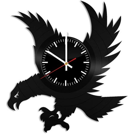 Eagle Vintage Black Vinyl Record Wall Clock Wall Art 3D Modern Design Office Bar Room Home Decor Gift