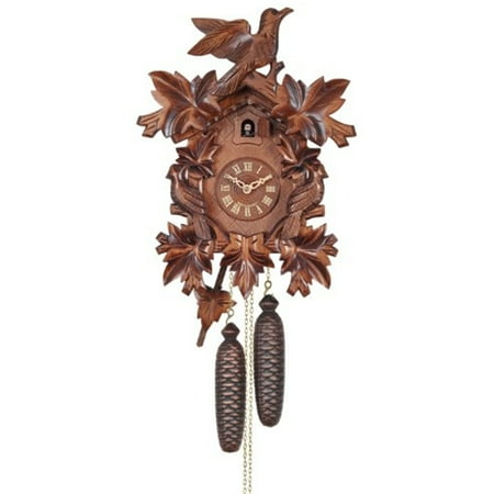 Eight Day Cuckoo Clock with Three Hand-carved Birds and Seven Leaves