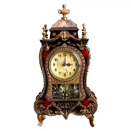 Elegant Decorative Grandfather Clock European Vintage Style Modern Mantel Clock for Shelf Table Top Desk Buffet Countertop Retro Antique Home Decoration Fireplace Shelf Desktop Countertop