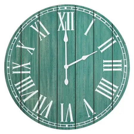 Elegant Designs 23 Large Wood Plank Coastal Rustic Wall Clock, Dark Aqua Wash