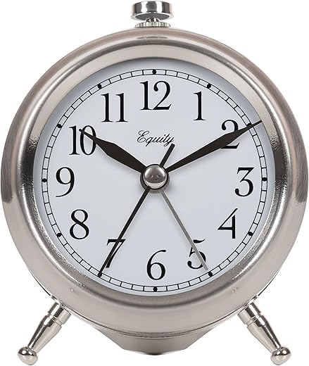 Equity 25655 Small Silver Metal Alarm Clock