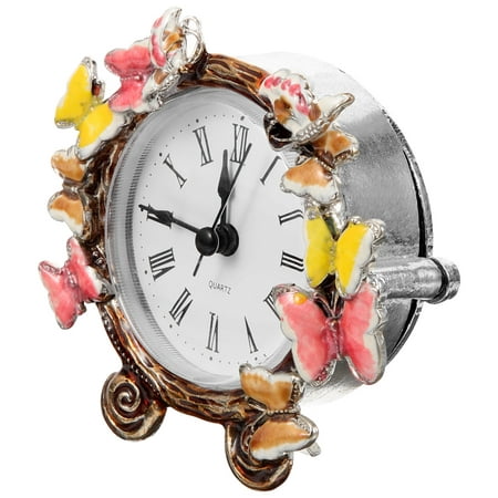 European Retro Clock Enamel Desk Simple Decoration (butterfly Alarm Clock) Table Child Mantelpiece Metal Wall Tabletop