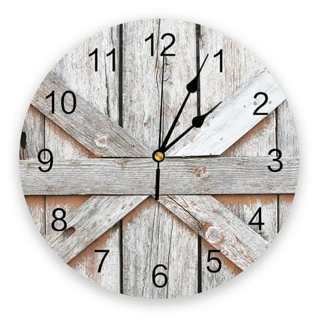 Farm Country Farmhouse Wooden Garage Barn Living Room Clock Wall Round Clocks Decor Home Bedroom Kitchen Decoration Wall Clocks