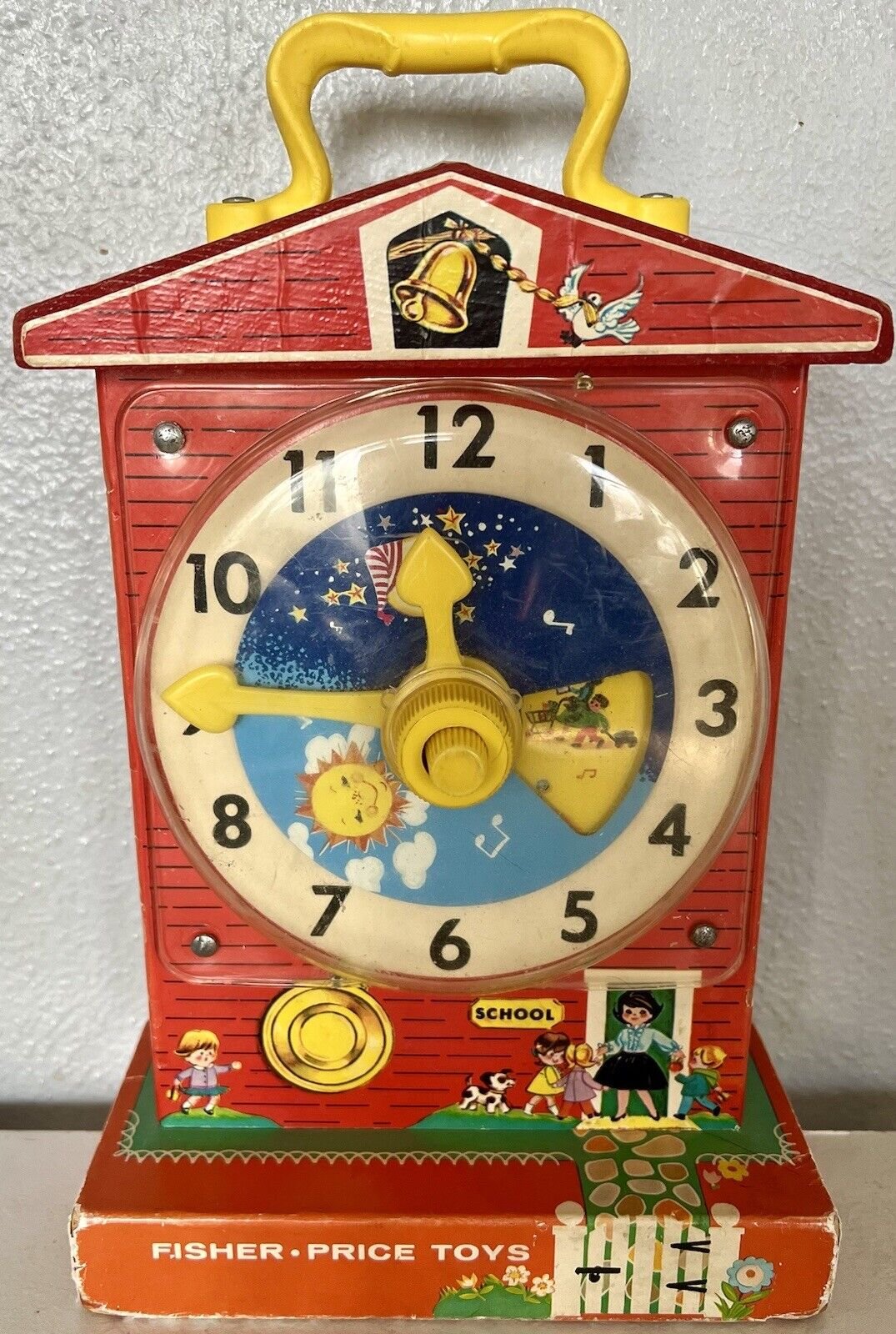 Fisher Price 1962 1968 Music Box Teaching Clock #998 Grandfather's Clock Works!