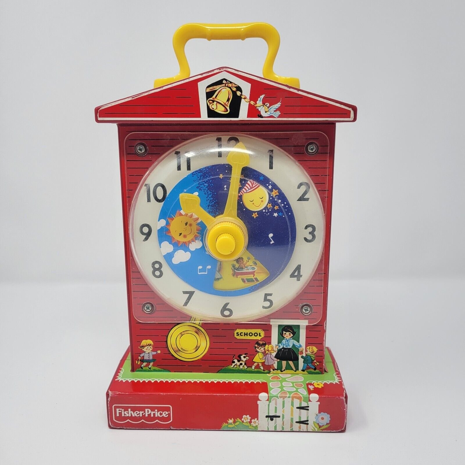 Fisher Price Vintage Music Box Teaching Clock Plays Grandfather's Clock Tune